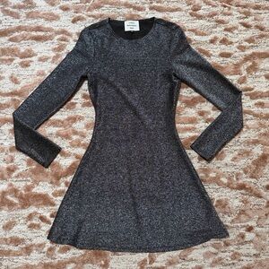 Reformation Riley Silver Metallic Long Sleeve Mini Dress – XS